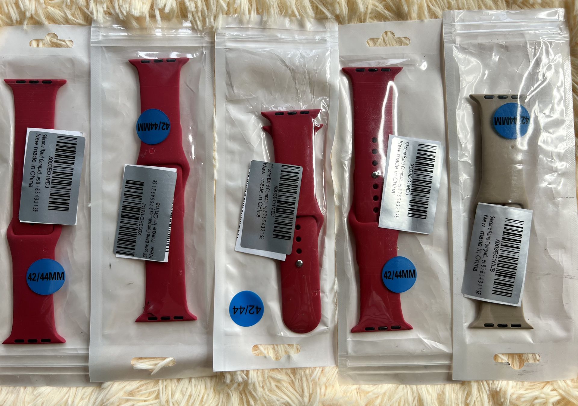 Silicone Band Compatible with Apple Watch Red/khaki