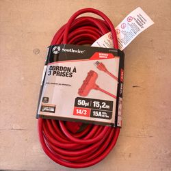 Southwire 50ft 14/3 15A Medium Duty 3-Outlet Extension Cord