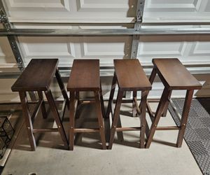 Set of 4 Wood Bar Stools