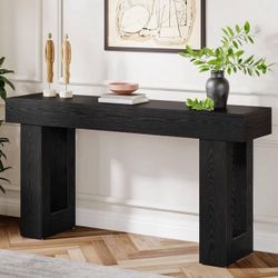 JW1022Tribesigns 63-Inch  Console Table,Farmhouse Wooden Sofa Table Behind The Couch, Narrow Entryway Table for Entrance, Hallway, Living Room (Black)