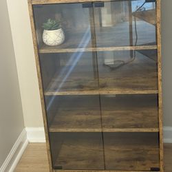 Stereo Cabinet With Adjustable Shelves And Glass Doors