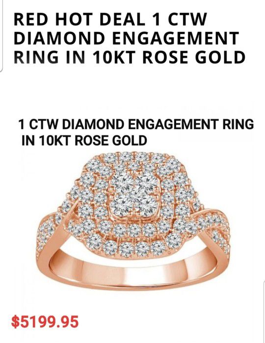 1 CTW Diamond Engagement ring 10k ROSE GOLD