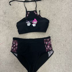 My Melody & Kuromi 2 Piece Swim Suit, Never Used, Top is M (adjustable with straps) bottom is L