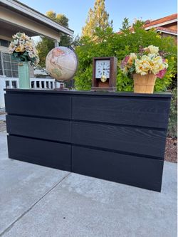Black 6 Drawer Modern Dresser Chest of Drawers Furniture Great Condition