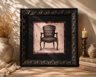 Vintage Checkered Chair Framed Art