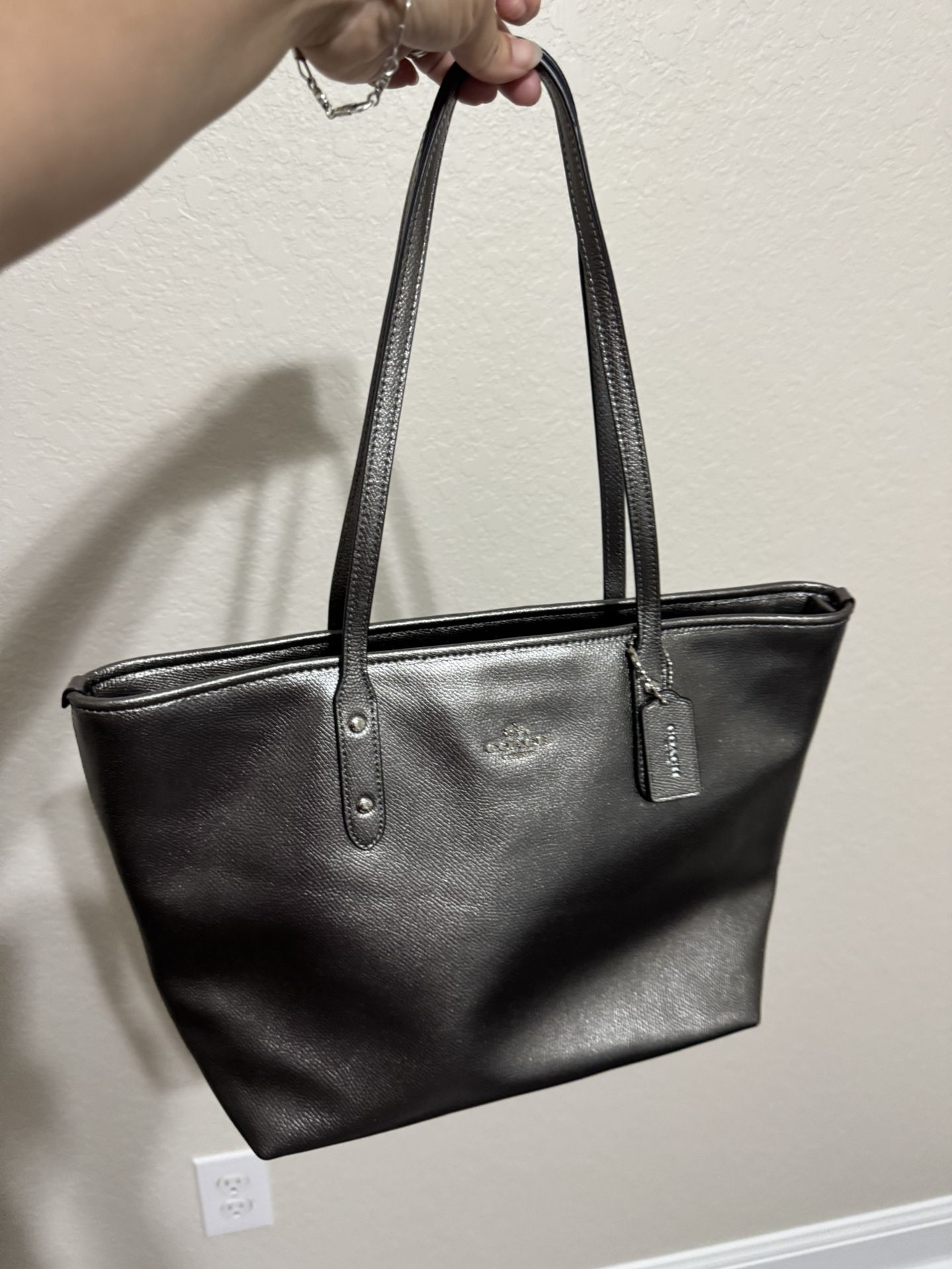 Coach Silver Large Tote Purse Bag