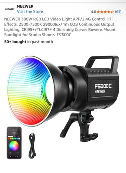 (Bundle) NEEWER FS300C - 300W RGB LED Video Light + NEEWER 35.4" Octagonal Softbox, Quick Release Parabolic + NEEWER Photography Light Stand