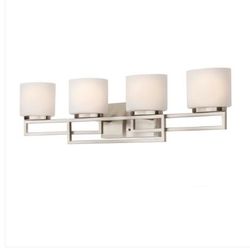 Tustna 4-Light Brushed Nickel Bathroom Vanity Light with Opal Glass Shades