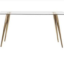 Modern Gold Glass Dining Table – 36 x 64