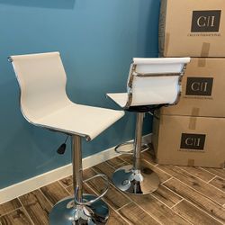 New 2 White Bar Stools 