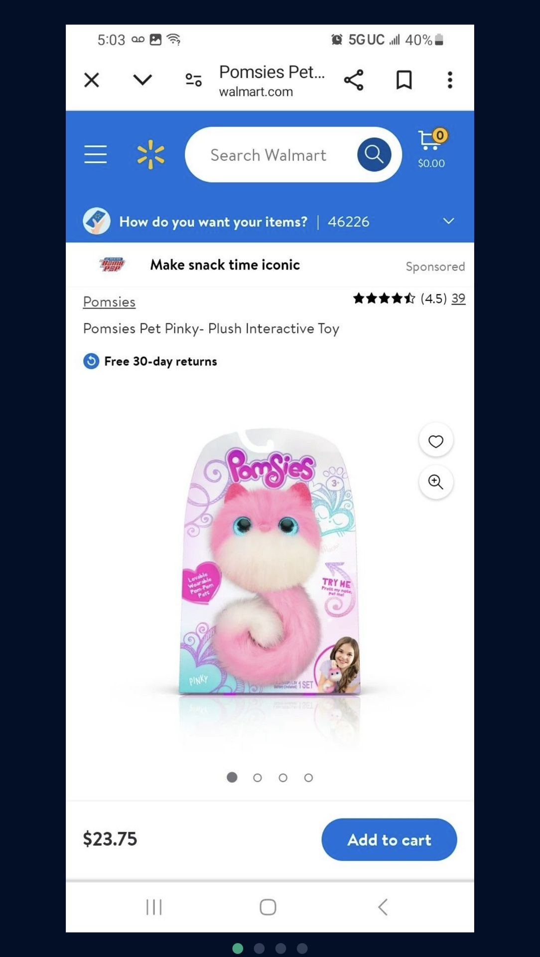 New Interactive Pomsies Christmas Peppermint $10/both