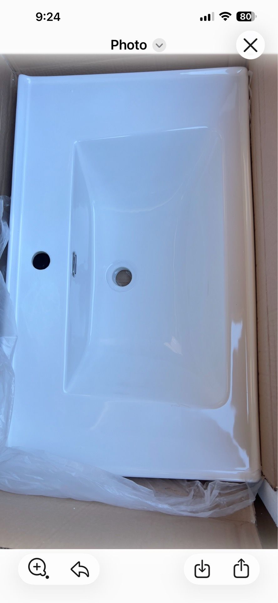Ceramic Rectangular Vanity Top in White 32โ x19 โ code 800 $50