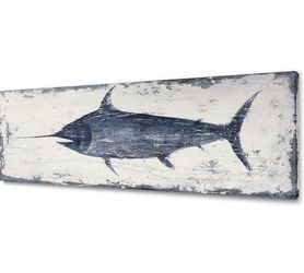 Sword Fish Canvas Wall Art Painting, 16"x 48"
