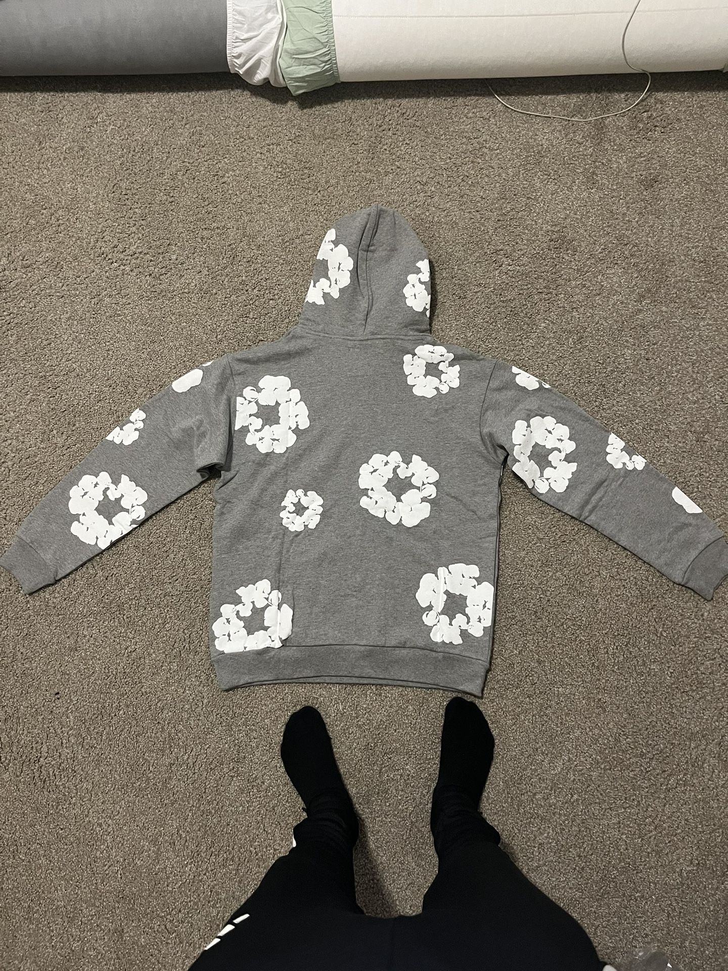 Grey And White Denim Tears Hoodie