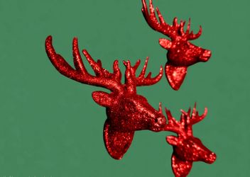 Red glitter reindeer head Christmas ornaments