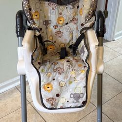 Baby High Chair with Reclining Seat, Safety Harness, and Removable Tray Insert