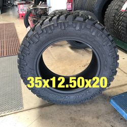 1 used tire 35x12.50x20 Nitto MT 99% tread