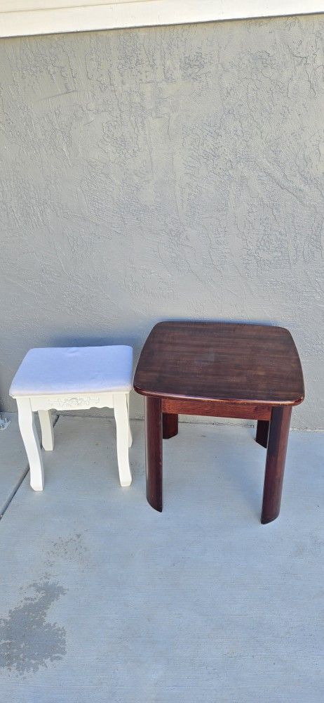 Makeup Desk Stool & Side Table.  Both For $20.