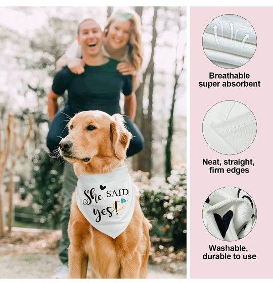 Dog Wedding Bandanas for Engagement Photos Bridal Party Show, Pet Wedding Gift for Puppy Small Medium Large Dogs Pet Accessories, I do Too