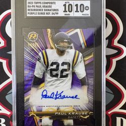 2023 Topps Composite Paul Krause Resurgence Signatures Purple Surge REF. 54/99 SGC 10/10