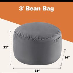 Brand New Sealed!  Bean Bag chair, oversized beanbag for gaming reading foam filled couch furniture with soft removable cover, giant round comfy sofa 