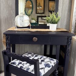 Midnight Blue Farmhouse Style 3 Pc Vanity Desk Set
