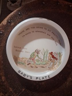 Antique Little Red Riding Hood Baby Plate Bowl