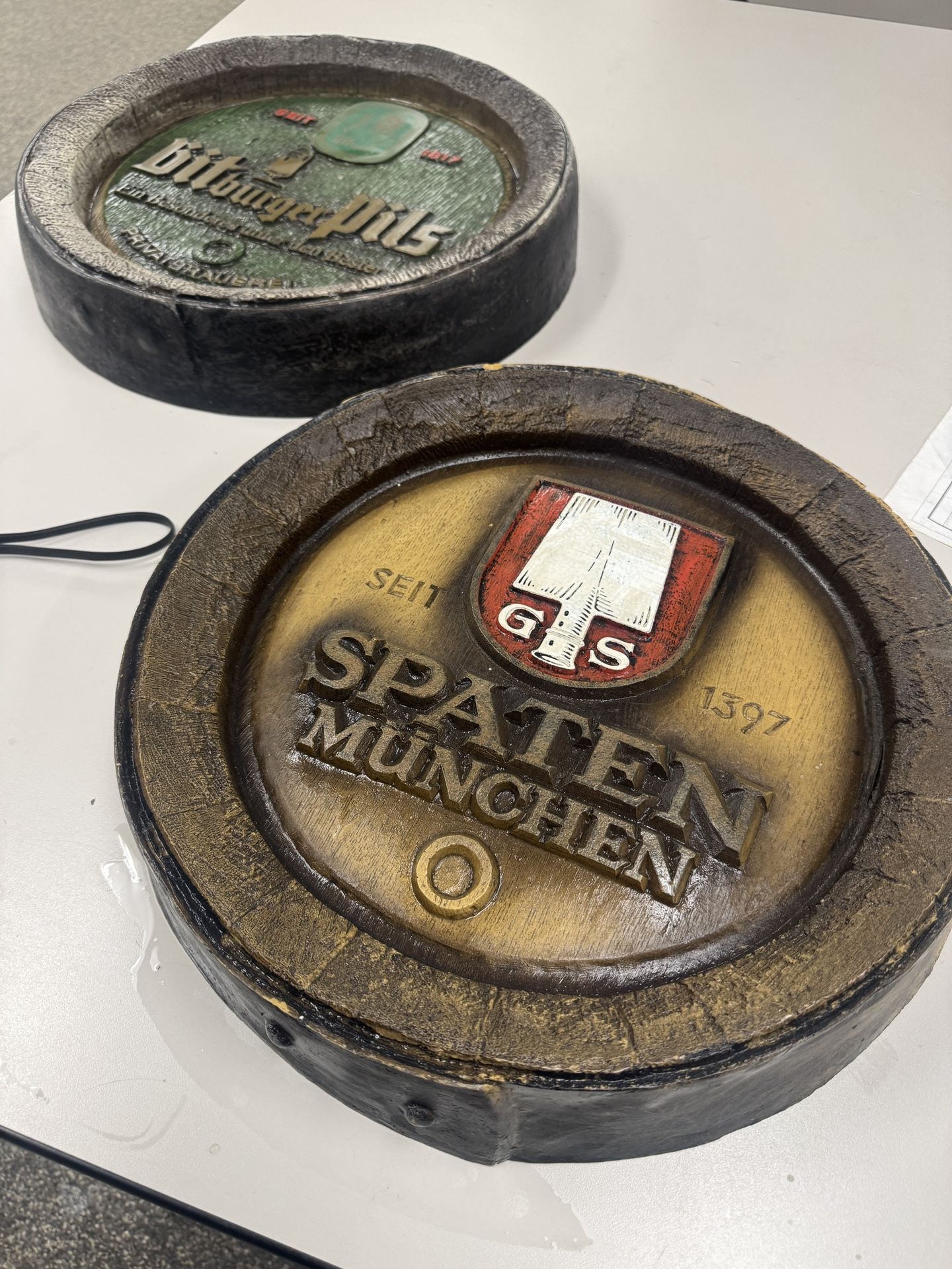 Two German Advertising Beer Signs