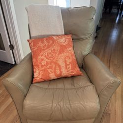 Leather Recliner Chair - Tan/Cream, Functional