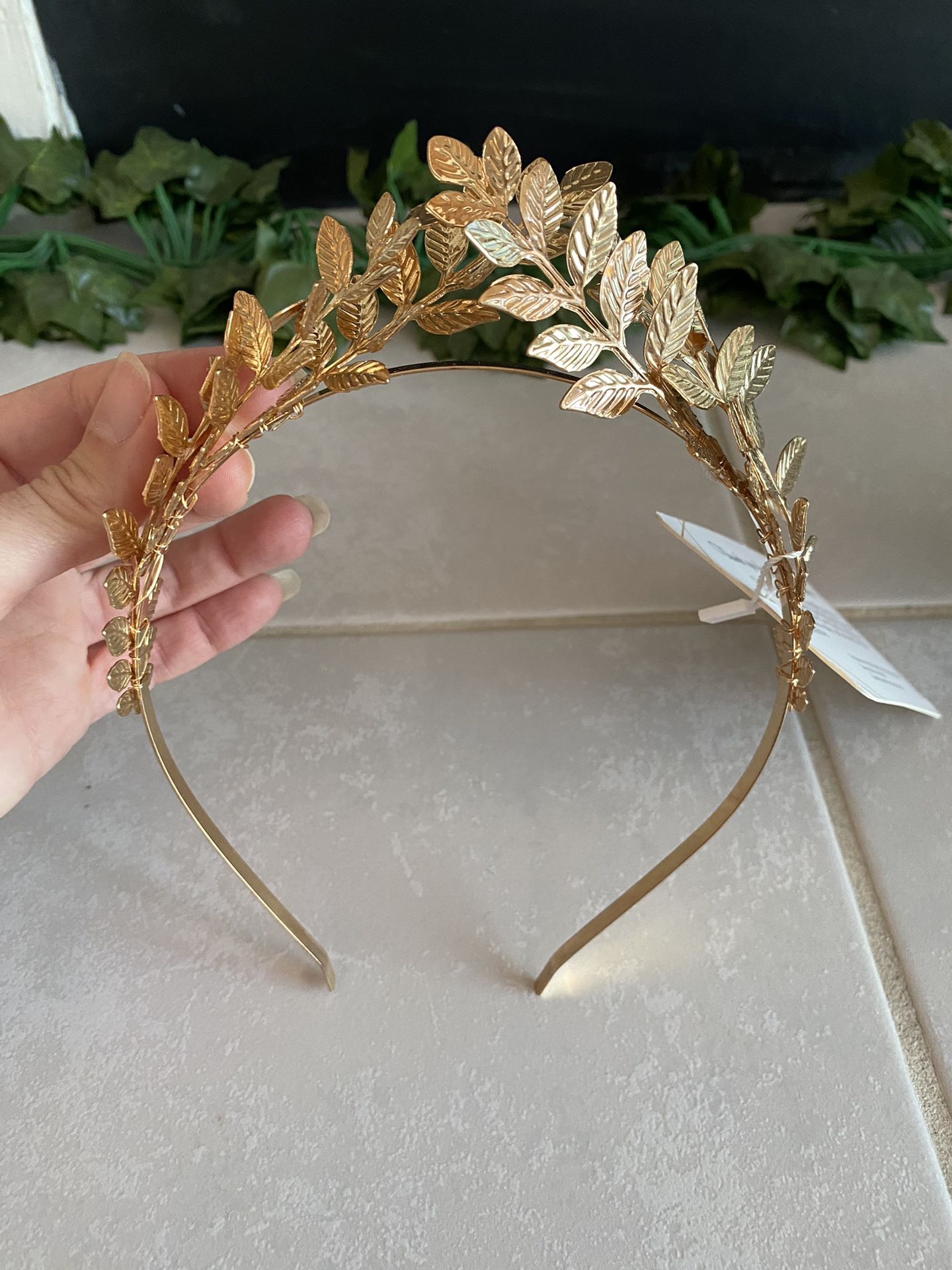 Bridal Crown Headband Gold Leaf Greek Goddess Headpiece Tierra Prom Hair Accessories