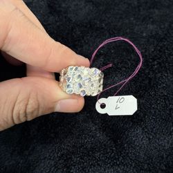 925 Silver Nugget Ring With Diamond Cut