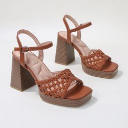 Berness Hudson Woven Platform Block Heel Sandals