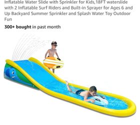 Brand new-Inflatable Water Slide with Sprinkler for Kids,18FT waterslide with 2 Inflatable Surf Ride