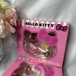 Hello kitty fragrance + lipgloss set $10 each 