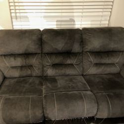 Grey Couch & Loveseat Set Reclineable