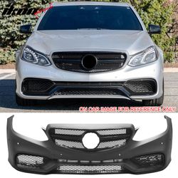 Fits 2014–2016 Benz E-Class W212 E63 Style Front Bumper Cover W/Grille Gloss Bar