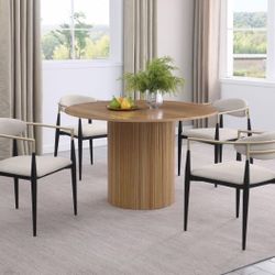 Round Wood Top Dining Table Set