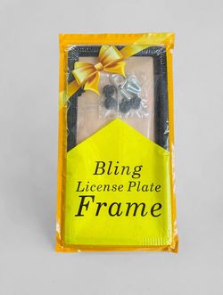 Black Bling Rhinestone License Plate Frames - 2 Pack, Crystal Sparkle