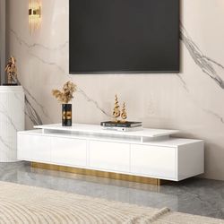 Mordelle Extendable TV Stand with Gold Base & Storage(63"-95")