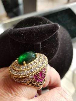 Silver Ring with precious stones