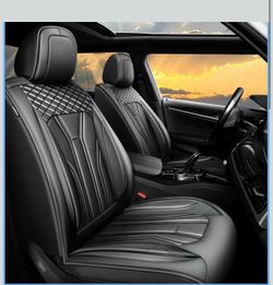 Universal Luxury PU Leather Car Seat Cover Full Set, Comfortable Car 5 Seat Covers Four Seasons For SUV, Sedan, Truck, Airbag Compatible