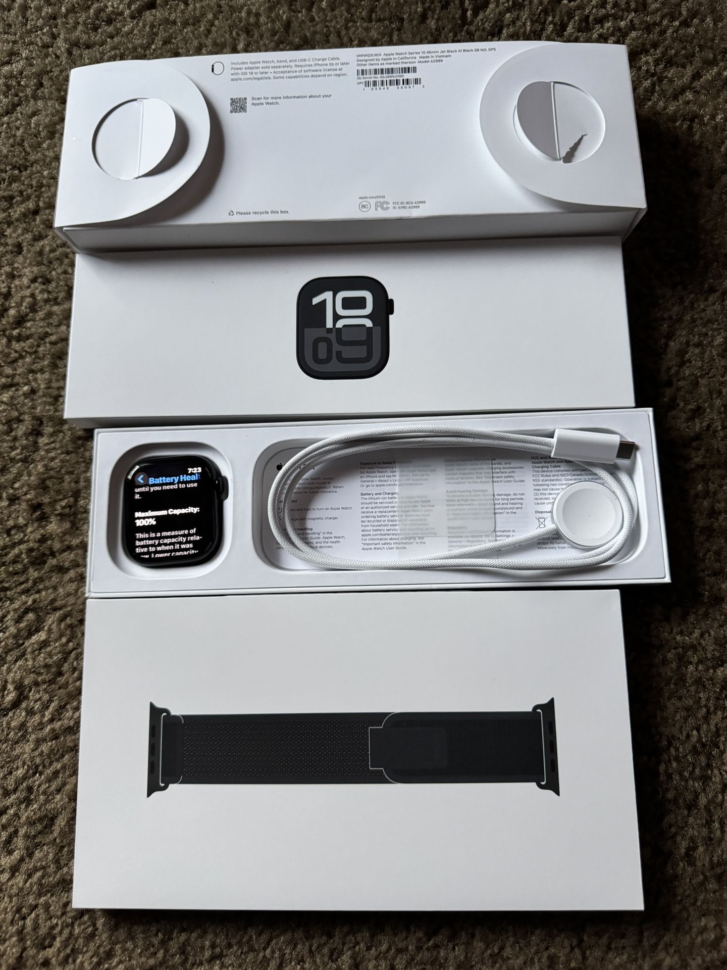 Apple Watch Series 10 (GPS) 46mm Aluminum With Band , Jet Black