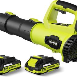 [a] Leaf Blower, 21V Electric Cordless Leaf Blower, 2 X 2.0Ah Batteries and Charger Included, Light