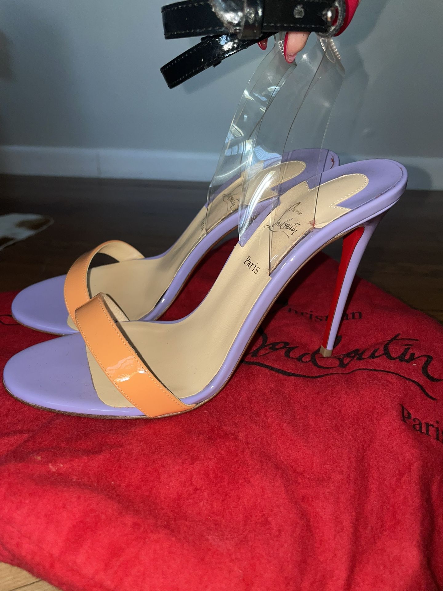 Christian Louboutin Jonatina 100 multi-tone patent leather sandals