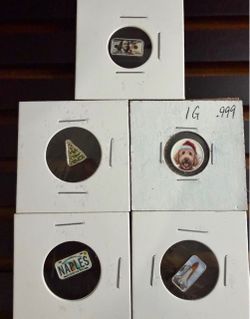 Lot of 5x 1 gram colorized .999 silver