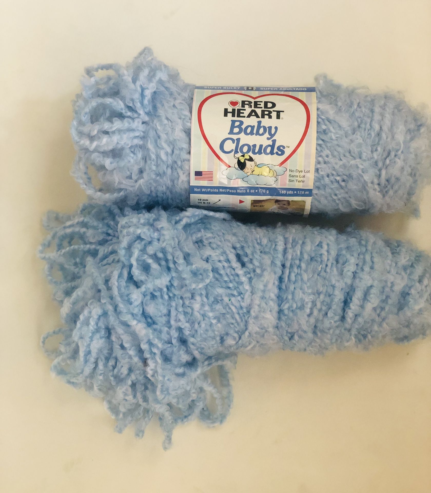 Beautiful Light Blue Baby Clouds Yarn 2 Skeins by Red Heart discontinued