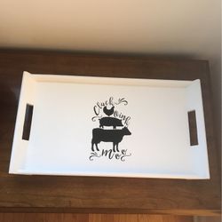 Hand painted Wooden Country Tray