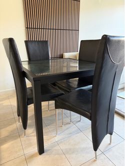Modern Glass Top Dining Table Set (4 Chairs)