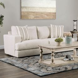 Brand New Super Beige Chenille Sofa & Loveseat 