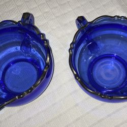 Blue Depression Glass Sugar & Creamer Set